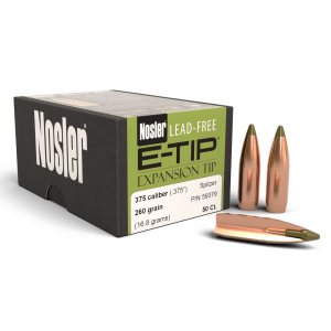 Nosler 59379 E-Tip 375 Cal 260 gr Spitzer Boat Tail/ 50 Per Box