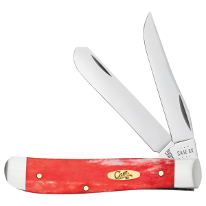 Case 10761 Dark Red Bone Trapper Mini Folding Spear/Pen Plain Mirror Polished Tru-Sharp SS Blade/Smooth Dark Red/Pinched Bolsters Bone/SS Handle - Case