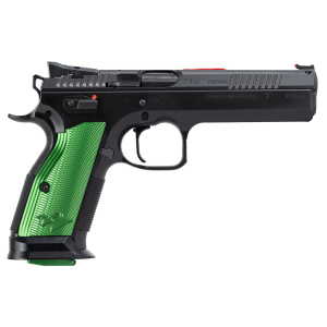 CZ-USA 91224 TS 2 9mm Luger 5.27 in 20+1 Black Steel Frame/Slide Aggressive Checkered Green Aluminum Grip Fiber Optic Front HAJO Rear Sight - Cz-Usa