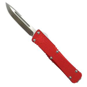 CobraTec Knives MKRMDNS Mini Mamba 2.25 in OTF Drop Point Plain D2 Steel Blade/Red Aluminum Handle Includes Pocket Clip - Cobratec Knives