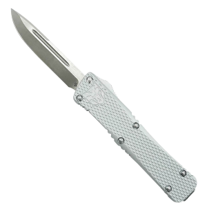 CobraTec Knives MKSILMDNS Mini Mamba 2.25 in OTF Drop Point Plain D2 Steel Blade/Silver Aluminum Handle Includes Pocket Clip - Cobratec Knives