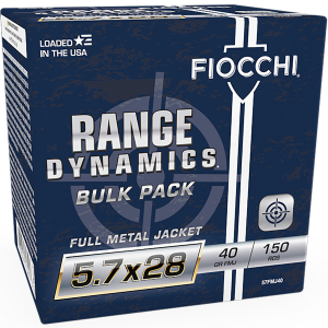 cchi 57FMJ40 Range Dynamics 5.7x28mm 41 Gr Full Metal Jacket 150 Per Box/ 3 Cs Ammo