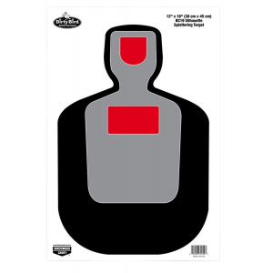 Birchwood Casey 35712 Dirty Bird BC-19 Silhouette Paper Hanging Pistol 12 in x 18 in Black/Gray/Red White Impact Splatter 100 Per Pkg