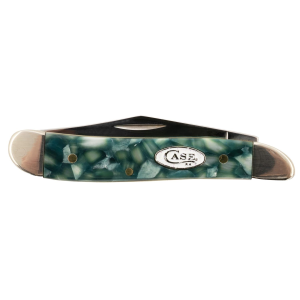 Case 71384 SparXX Peanut Folding Clip Point/Pen Plain Mirror Polished Tru-Sharp SS Blade/Green Kirinite Handle - Case