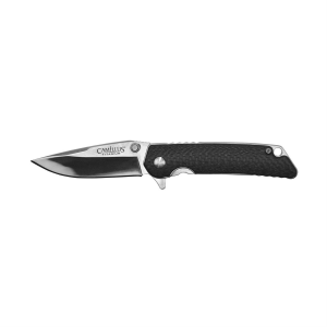 Camillus TRC, Folding Knife, Plain Edge, Black and Silver Carbon Fiber and Stainless Steel Handle, Satin Finish, Silver, 3.75 in Blade Length, 6.75 in Overall Length, VG10 Blade Steel, Liner Lock CAM-19814