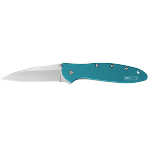 Kershaw 1660TEAL Leek 3 in Folding Drop Point Plain Bead Blasted 14C28N Steel Blade Teal Anodized Aluminum Handle Includes Pocket Clip