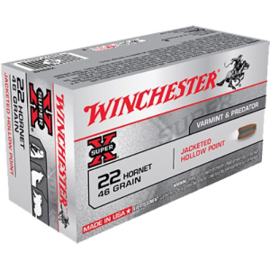 Winchester Ammo X22H2 Super X 22 Hornet 46 gr Jacket Hollow Point 50 Per Box/ 10 Case
