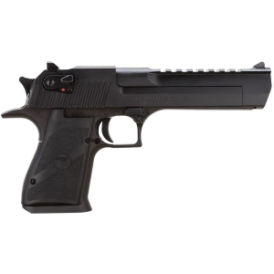 Magnum Research DE357 Desert Eagle Mark XIX 357 Mag 9+1, 6 in Black Carbon Steel w/Picatinny Rail Barrel, Black Serrated Carbon Steel Slide & Frame w/Beavertail, Black Rubber Grip, Safety, Right Hand, Pistol