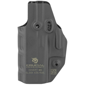 Crucial Concealment Covert IWB, Inside Waistband Holster, Ambidextrous, Kydex, Black, Fits Glock 43/43X 1019