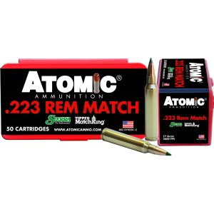 ATOMIC Ammunition 00452 Rifle Match 223 Rem 77 Gr Tipped Matchking 50 Per Box/ 10 Cs