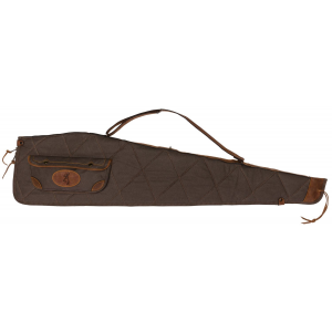 Browning 1413886948 Lona Rifle Case 48 in Flint with Brown Trim Canvas with Foam Padding\t Double-Pull Zipper & Snap Closure Side Pocket with Cartridge Loops