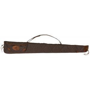 Browning 1413886952 Lona Rifle Case 52 in Flint with Brown Trim Canvas with Foam Padding\t Double-Pull Zipper & Snap Closure Side Pocket with Cartridge Loops