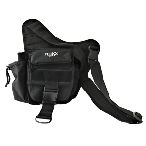 Rukx Gear ATICTSBB Sling Bag Water Resistant Black 600D Polyester with Single Strap\t Adjustable Water Bottle Holder & Padded Compartments 11.50 in x 10 in x 8 in Dimensions