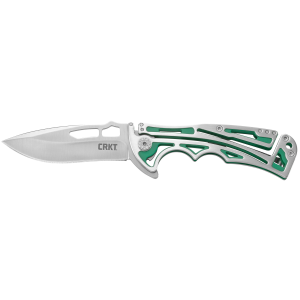 CRKT 5241 Nirk Tighe Green 3.17 in Folding Drop Point Plain Satin 8Cr14MoV SS Blade Two-tone SS w/Green Painted Finish Handle - Columbia River