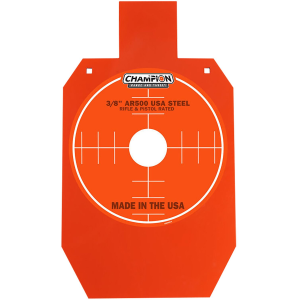 Champion Targets 44906 Center Mass Pistol/Rifle Gray AR500 Steel 33% IPSC Silhouette 0.38 in Thick Hanging