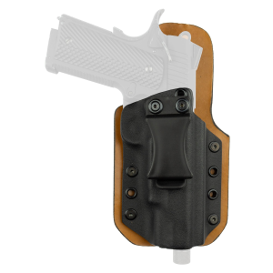 Tagua KYDEX LEATHER IWB HOLSTER, Inside Waistband Holster, Fits Springfield 3 in Hellcat, Leather/Kydex Construction, Black and Brown, Right Hand VENTURER-1080