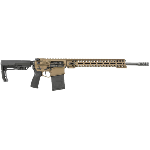 Patriot Ordnance 01807 Revolution PD 308 Win 20+1 18.50 Black Nitride Steel Threaded Barrel, Burnt Bronze Cerakote Pic Rail Aluminum Receiver, M-LOK Handguard, 6 Position MFT Minimalist Black Synthetic Stock, Black Poly Grip, Rifle