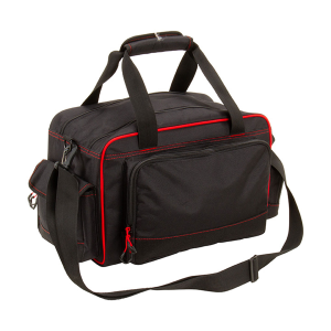 Ruger 27972 Peoria Performance Range Bag Black Endura with Red Trim, Pockets, Lockable Zippers, Removeable Pistol Rugs & Shoulder Strap - Ruger