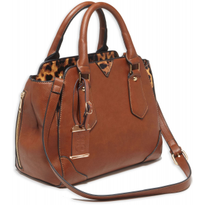 Bulldog BDP024 Satchel Purse w/Holster Chestnut Leather for Small Autos & Revolvers Ambidextrous Hand