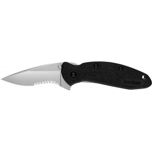 Kershaw 1620ST Scallion 2.40 in Folding Drop Point Part Serrated Bead Blasted 420HC SS Blade Black Glass-Filled Nylon Handle Includes Pocket Clip
