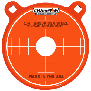 Champion Targets 44910 Center Mass Gong 8 in Pistol Gray AR500 Steel Gong 0.25 in Thick Hanging