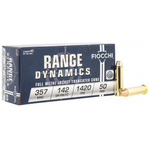 FIOCCHI 357f Range Dynamics 357 Mag 142 Gr Full Metal Jacket Truncated Cone 50 Per Box/ 20 Cs