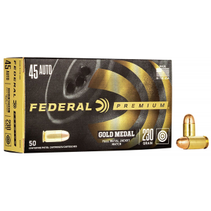 Federal GM45A Premium Gold Medal 45 ACP 230 gr Full Metal Jacket 50 Per Box/ 20 Cs