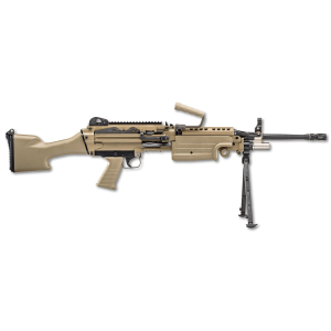 FN 46100170 M249S 5.56x45mm NATO 18.50 in Barrel 30+1 Mag Or 200rd Belt Capacity, FDE Fixed Hydraulic Buffer Stock, Non-Slip Buttplate, Rifle
