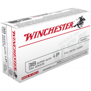 WINCHESTER Ammo Q4205 Usa 38 Super +p 130 Gr Full Metal Jacket 50 Per Box/ 10 Case
