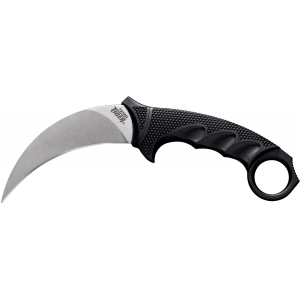Cold Steel CS49KST Steel Tiger 4.75 in Fixed Plain Stone Washed Japanese AUS-8A SS Blade/Black w/Thumb Shelf & Finger Ring Griv-Ex w/Overmold Kray-Ex Handle