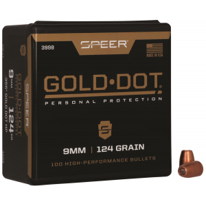 Speer 3998 Gold Dot Personal Protection 9mm .355 124 gr Hollow Point 100 Per Box/ 5 Case