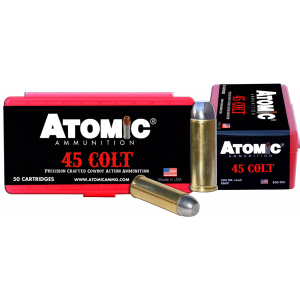 ATOMIC Ammunition 00434 Cowboy Action Precision Craft 45 Colt 200 Gr Lead Round Nose Flat Point 50 Per Box/ 10 Cs
