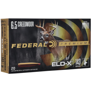 Federal P65CRDELDX1 Premium ELD-X 6.5 Creedmoor 143 gr Extremely Low Drag eXpanding 20 Per Box/ 10 Cs