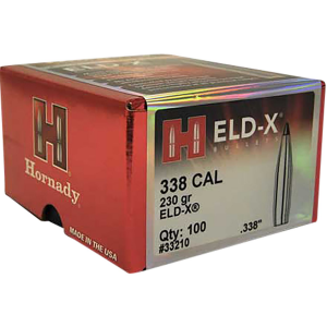 Hornady 33210 ELD-X 338 Cal .338 230 gr Extremely Low Drag eXpanding 100 Per Box/ 15 Case