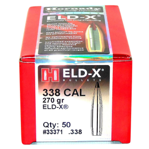 Hornady 33371 ELD-X 338 Cal .338 270 gr Extremely Low Drag eXpanding 50 Per Box/ 15 Case