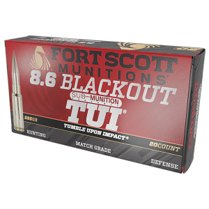 Fort Scott Munitions 86BLK285SCV2SS Tumble Upon Impact (TUI) 8.6 Blackout 285 gr Solid Copper Spun 20 Per Box/ 10 Cs