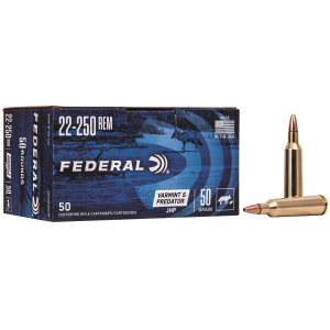 Federal AE2225050VP American Eagle Varmint & Predator 22-250 Rem 50 gr Jacket Hollow Point 50 Per Box/ 5 Cs