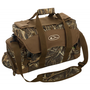 Drake Waterfowl DA2020038 Blind Bag (Large)\t Realtree Max-7\t Waterproof Nylon\t 18 Pockets\t Sunglass Pocket\t Thermos Sleeve\t Carry Handles/Adj. Strap