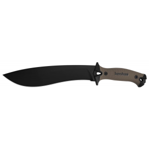Kershaw 1077TAN Camp 10 10 in Black Powder Coated 65Mn Carbon Steel Blade Black/Tan Glass-Filled Nylon Handle 16 in Long Includes Sheath