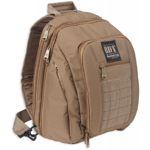 Bulldog BDT408T BDT Tactical Sling Pack Small Style made of Nylon with Tan Finish\t Padded Compartments\t Conceal Carry Pockets & Includes Universal Holster 14 in H x 10 in W x 7 in D