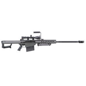 Barrett Model 82A1 .50 BMG Rifle System Pkg 13317, .50 BMG, Semi-Auto, 29 in Barrel, Black Finish, w/ Leupold Mark 4 4.5-14X50 Scope, ZERO-GAP Rings, Monopod, 10 Rd, 1-3 Week Delivery - Barrett