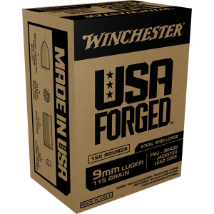 Winchester WIN9S USA Forged 9mmLuger 115gr Full Metal Jacket 150 Per Box/5 Case Centerfire, Handgun Ammunition