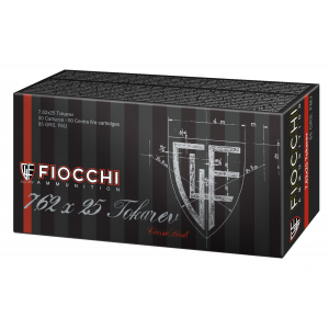 FIOCCHI 762tok Heritage 7.62x25mm Tokarev 88 Gr Full Metal Jacket 50 Per Box/ 20 Cs