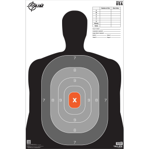 Allen EZ AIM B27, Pro Silhouette, Paper Target, 23x35 in, 50 Pack, Black, Gray, and Orange 15744