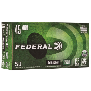 Federal BC45CT1 BallistiClean Reduced Hazard Training 45 ACP 155 gr Lead Free Frangible 50 Per Box/ 20 Cs
