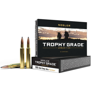 Nosler 60044 Trophy Grade 280 Ackley Improved 160 gr Nosler Spitzer Partition 20 Per Box/ 10 Cs
