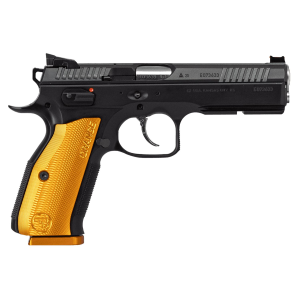 CZ-USA 91249 Shadow 2 9mm Luger 17+1 4.89 in Stainless Steel Barrel, Black Nitride Serrated Steel Slide, Black Polycoat Steel Frame w/Beavertail & Picatinny Rail, Orange Aluminum Grip, Pistol