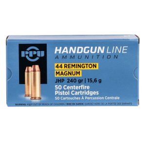 PPU PPH44MH 44RemMag 240gr Jacketed Hollow Point 50 Per Box/10 Case Centerfire, Handgun Ammunition - Ppu