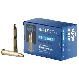 PPU PP22H Standard Rifle 22 Hornet 45 gr Soft Point 50 Per Box/ 20 Cs