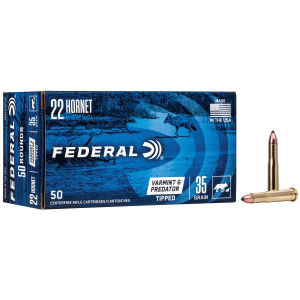 FEDERAL American Eagle Varmint & Predator, 22 Hornet, 35 Grain, Tipped Varmint, 50 Round Box Ae22h35tvp